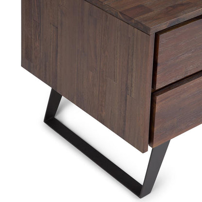 Distressed Charcoal Brown Solid Wood - Acacia |  Lowry Solid Acacia Side Table 