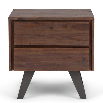 Distressed Charcoal Brown Solid Wood - Acacia |  Lowry Solid Acacia Side Table 
