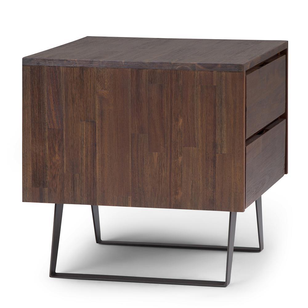 Distressed Charcoal Brown Solid Wood - Acacia |  Lowry Solid Acacia Side Table 