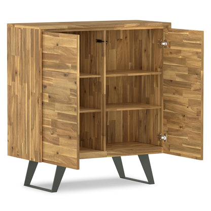 Distressed Golden Wheat Acacia| Lowry Medium Storage Cabinet in Acacia