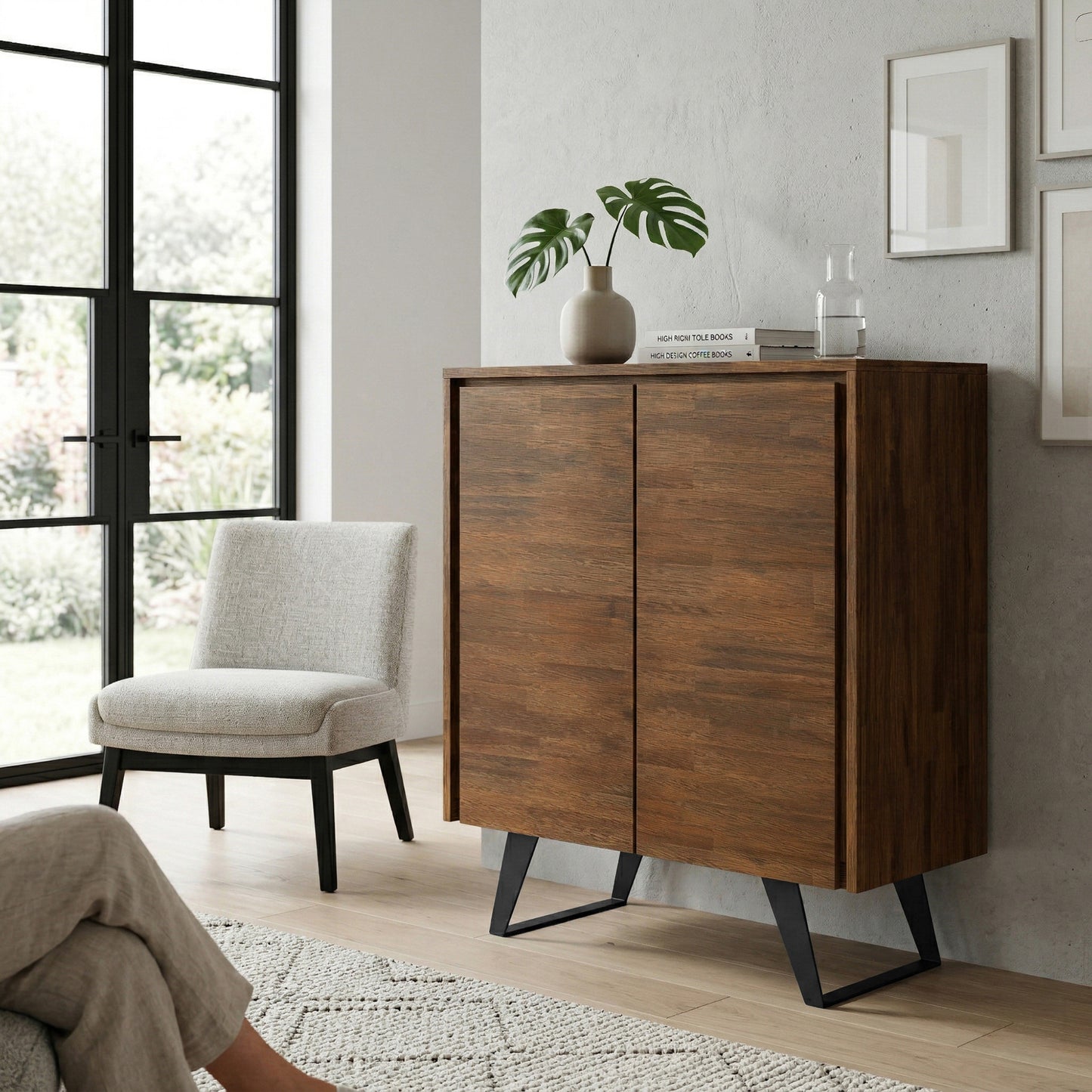 Rustic Natural Aged Brown Acacia| Lowry Medium Storage Cabinet in Acacia