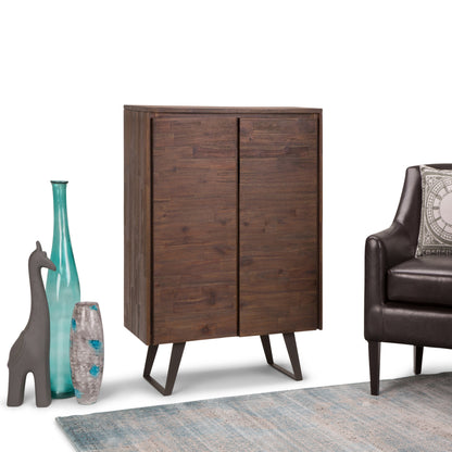 Distressed Charcoal Brown Acacia | Lowry Medium Storage Cabinet in Acacia