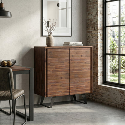 Distressed Charcoal Brown Acacia | Lowry Medium Storage Cabinet in Acacia