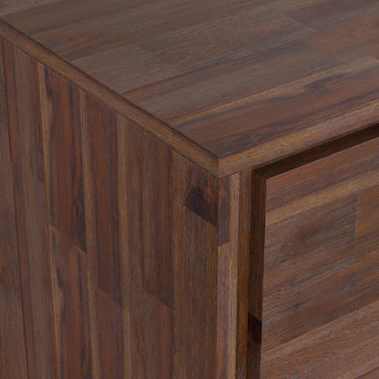 Distressed Charcoal Brown Acacia | Lowry Medium Storage Cabinet in Acacia