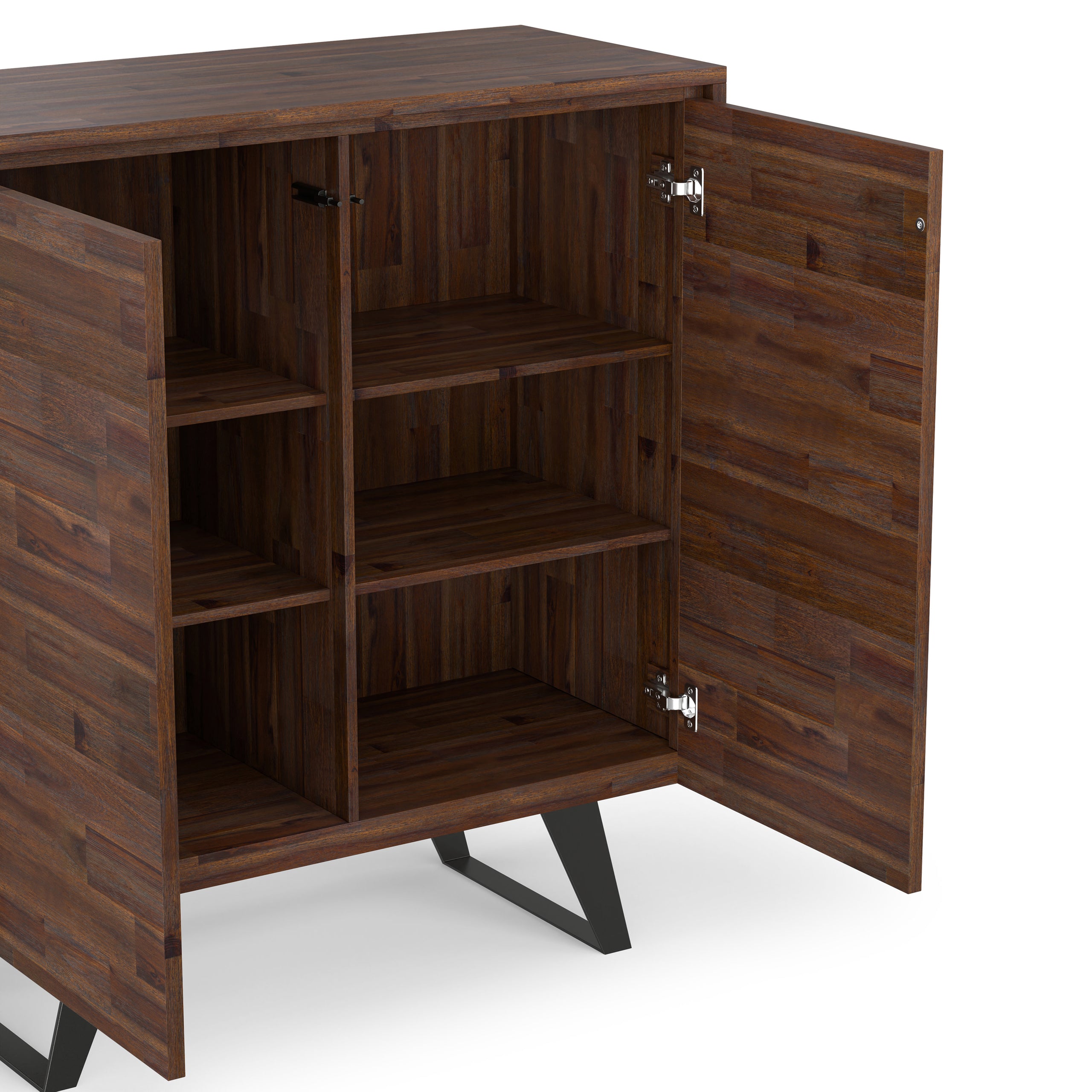 Distressed Charcoal Brown Acacia | Lowry Medium Storage Cabinet in Acacia