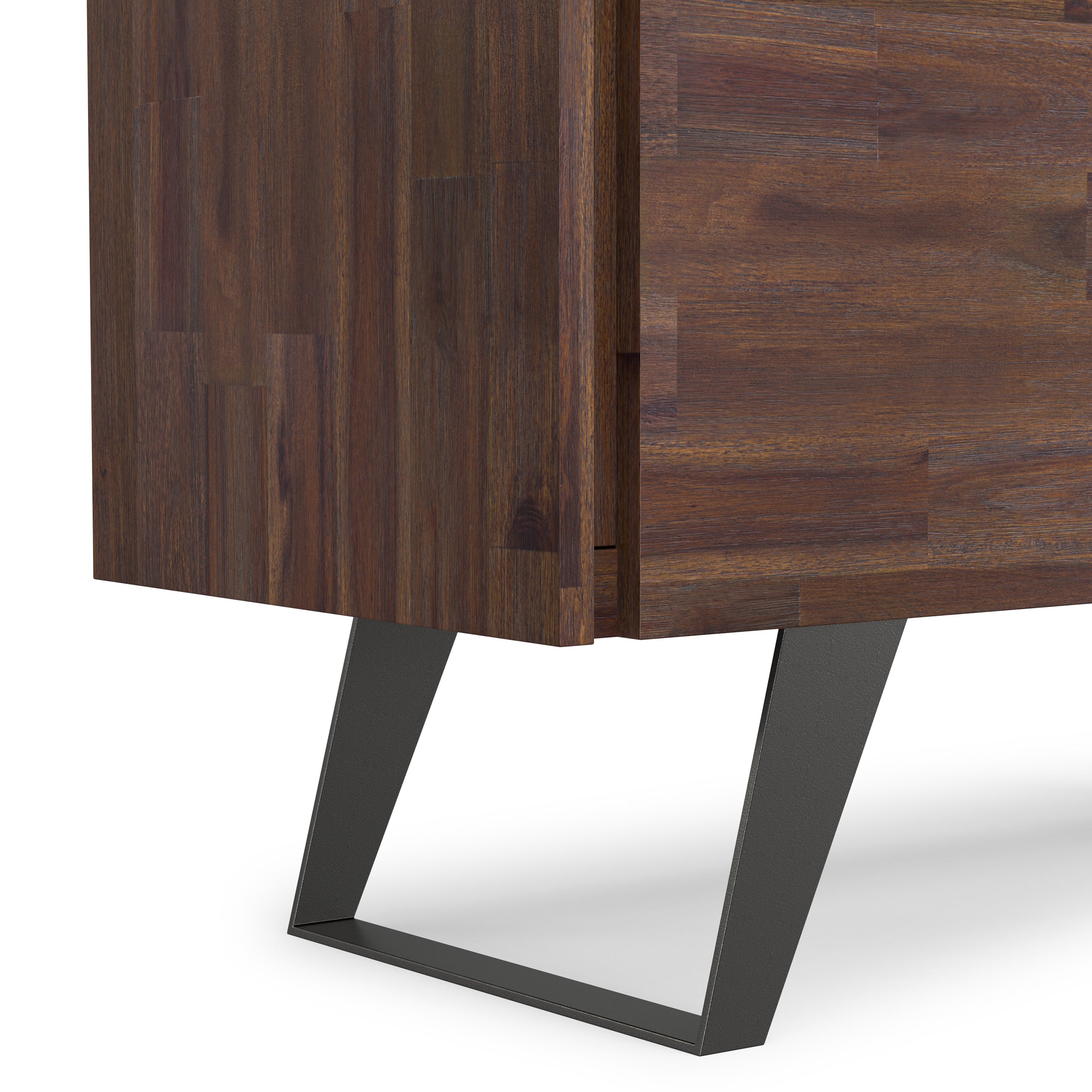 Distressed Charcoal Brown Acacia | Lowry Medium Storage Cabinet in Acacia