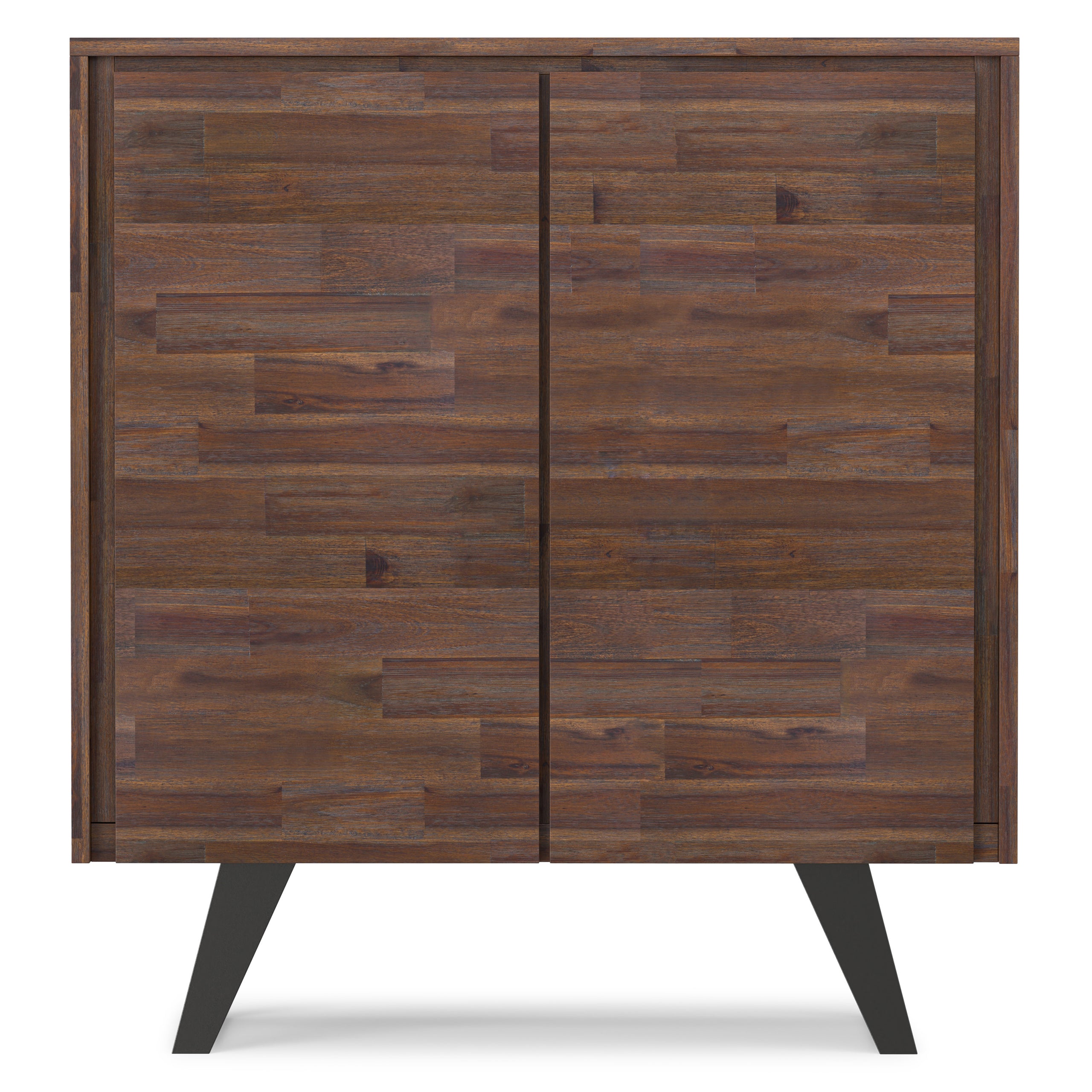 Distressed Charcoal Brown Acacia | Lowry Medium Storage Cabinet in Acacia