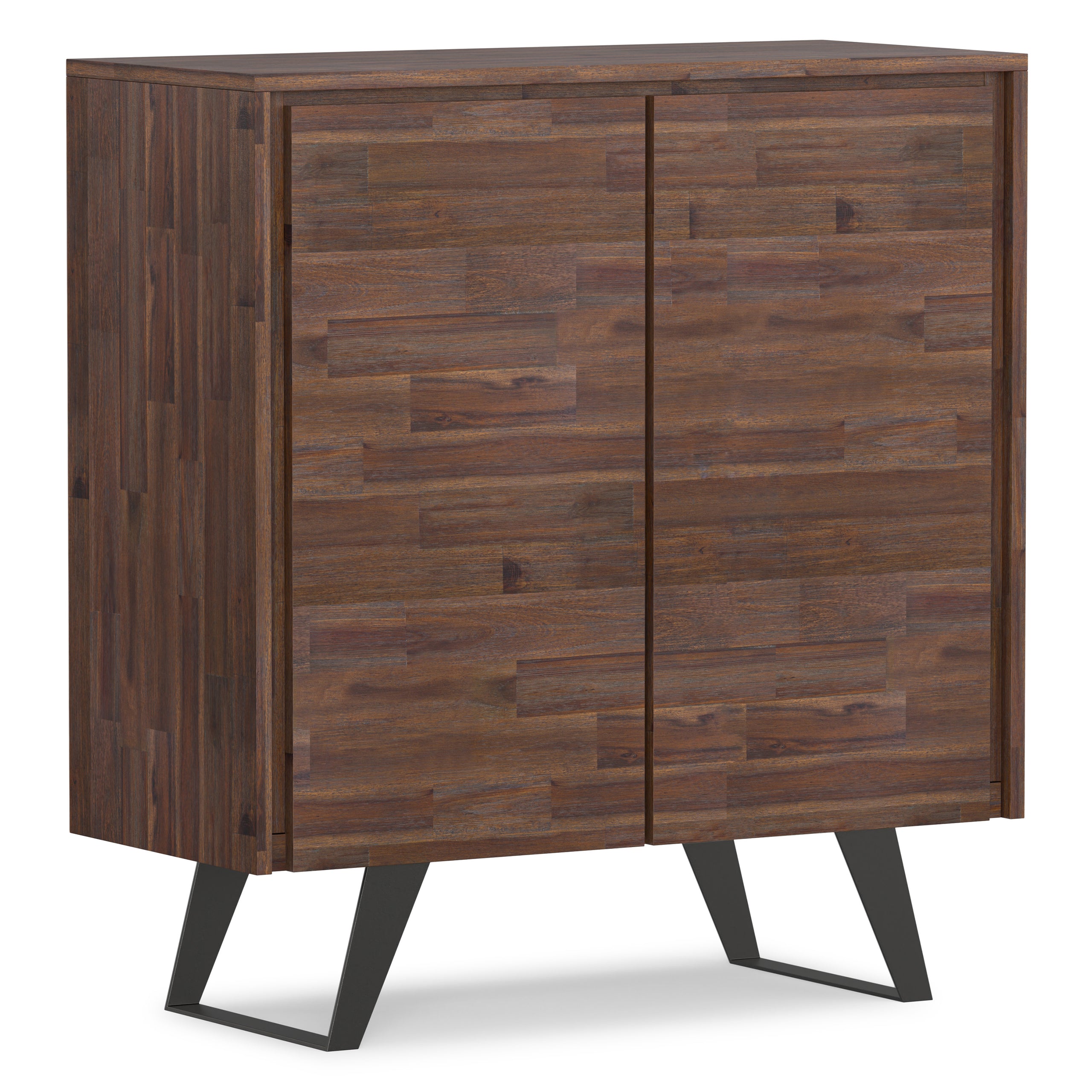 Distressed Charcoal Brown Acacia | Lowry Medium Storage Cabinet in Acacia