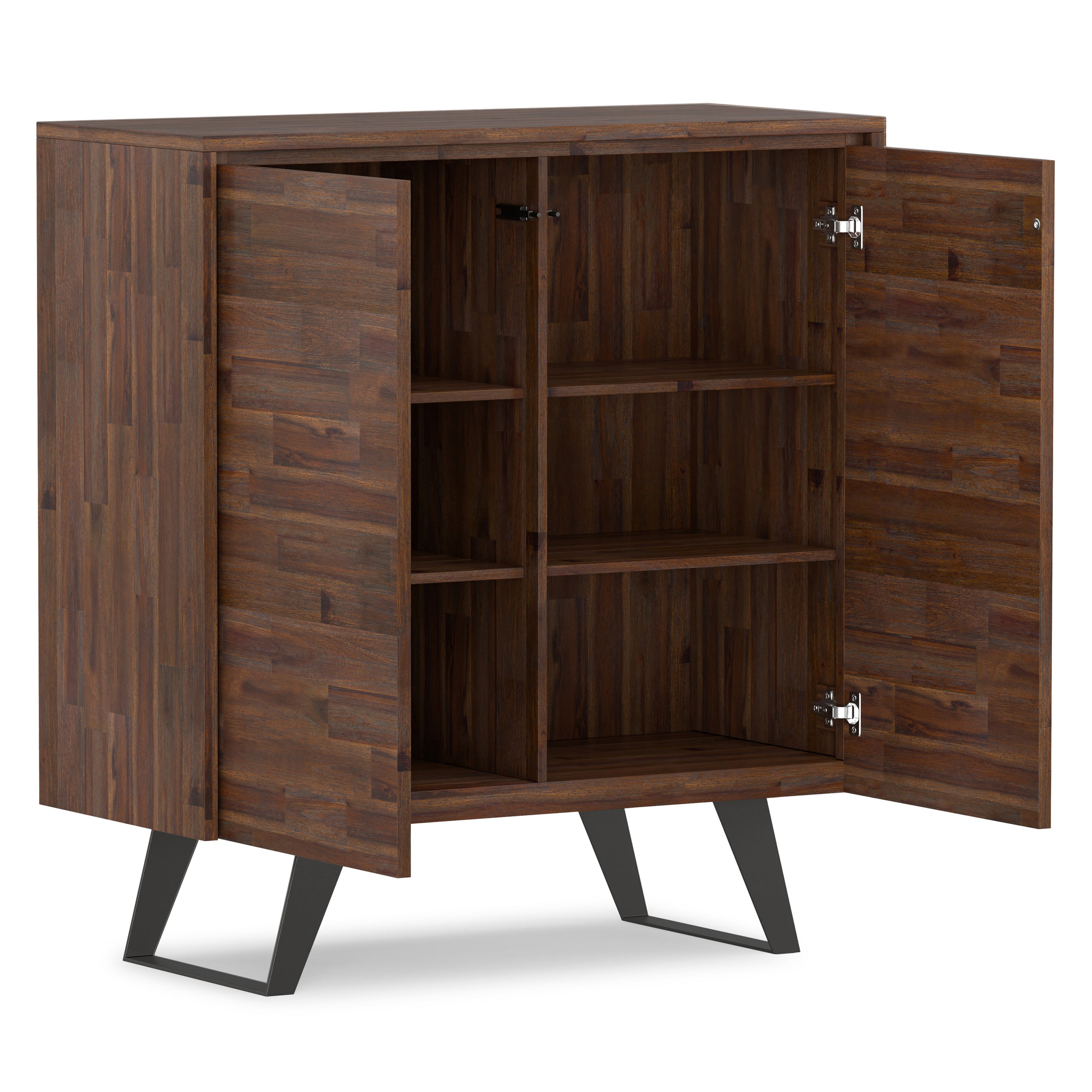 Distressed Charcoal Brown Acacia | Lowry Medium Storage Cabinet in Acacia