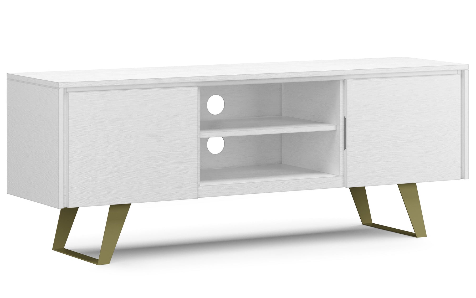 White | Lowry Solid Acacia Wood Wide TV Media Stand For TVs up to 70 Inches