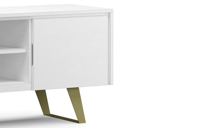 White Acacia | Lowry Solid Acacia Wood Wide TV Media Stand For TVs up to 70 Inches