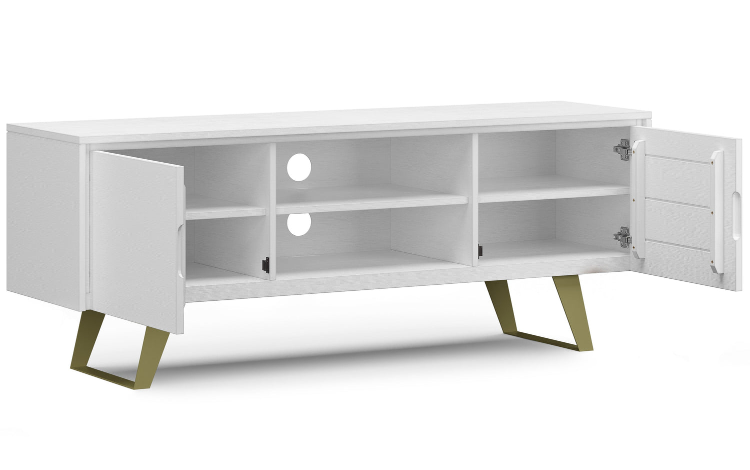 White | Lowry Solid Acacia Wood Wide TV Media Stand For TVs up to 70 Inches