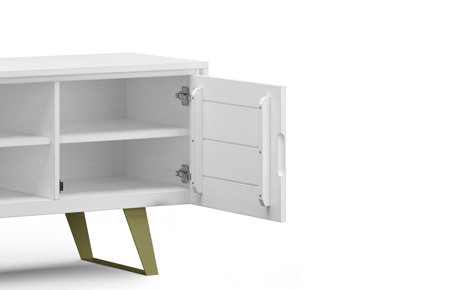 White | Lowry Solid Acacia Wood Wide TV Media Stand For TVs up to 70 Inches
