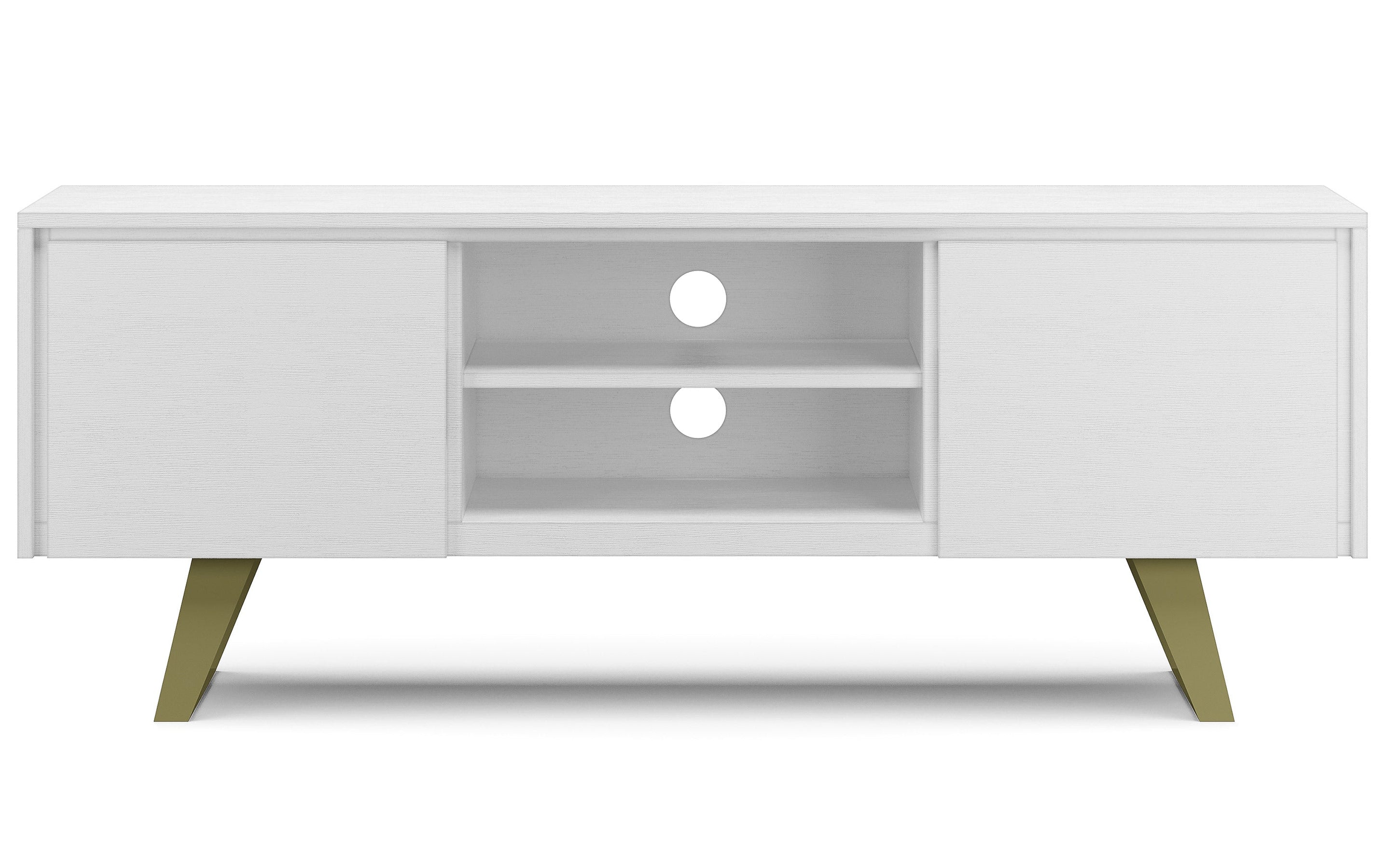 White Acacia | Lowry Solid Acacia Wood Wide TV Media Stand For TVs up to 70 Inches
