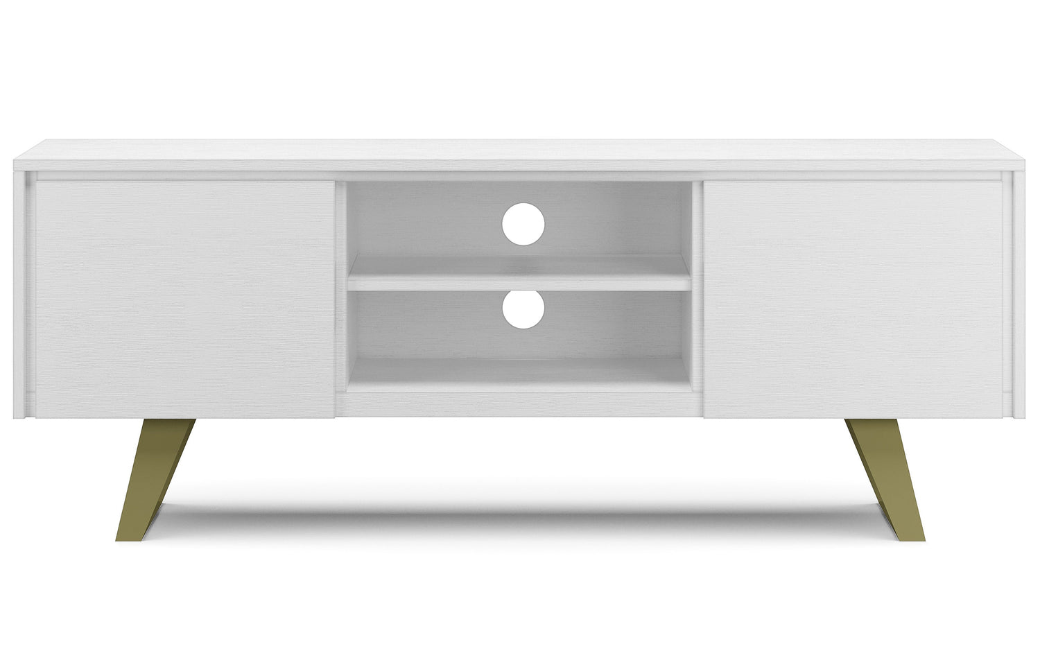 White | Lowry Solid Acacia Wood Wide TV Media Stand For TVs up to 70 Inches