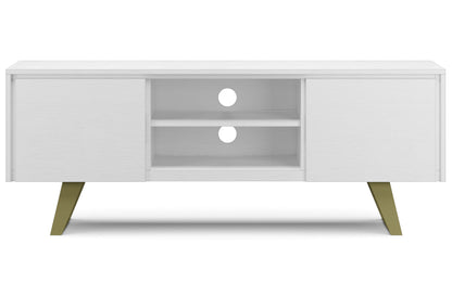 White Acacia | Lowry Solid Acacia Wood Wide TV Media Stand For TVs up to 70 Inches