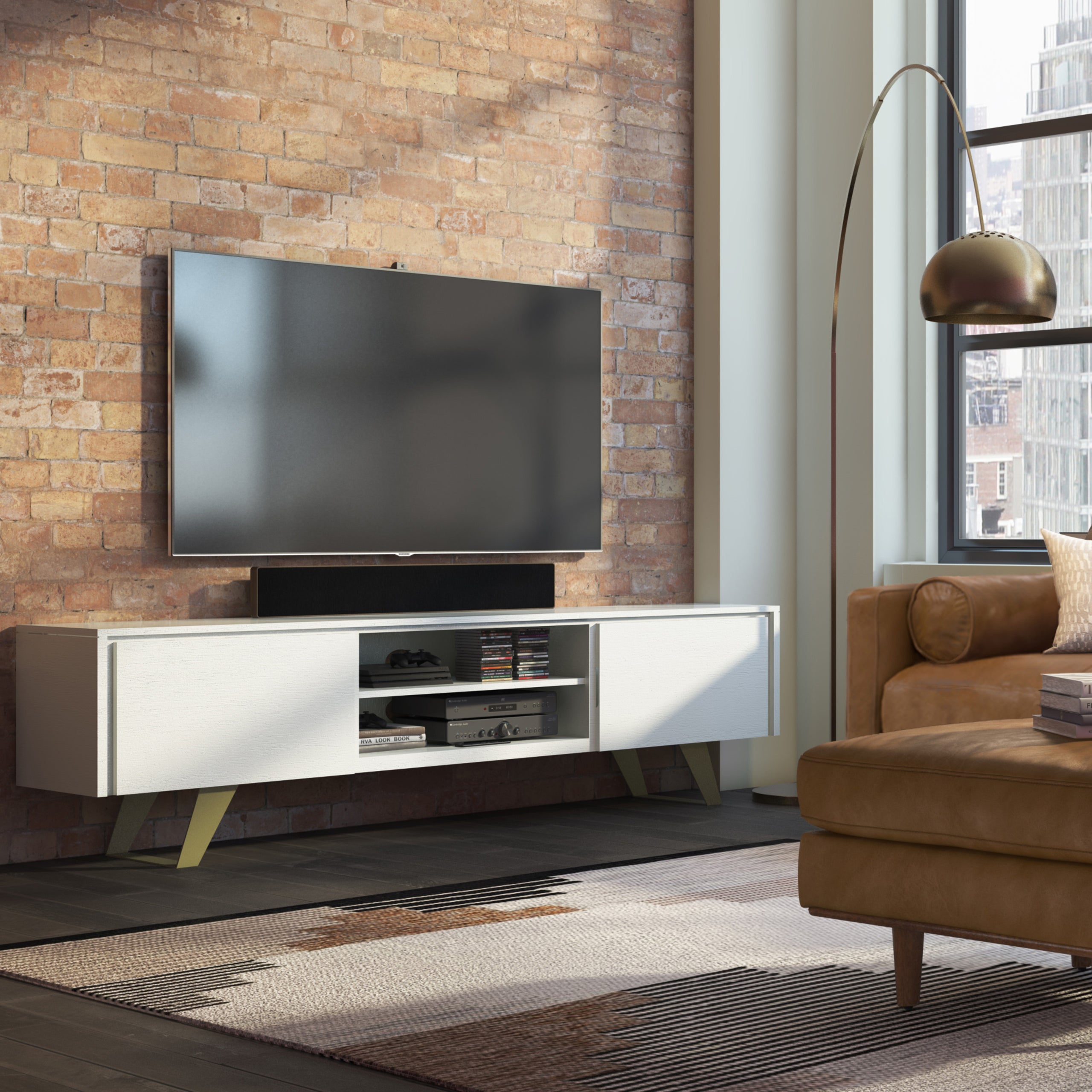 White Acacia | Lowry TV Media Stand in Acacia