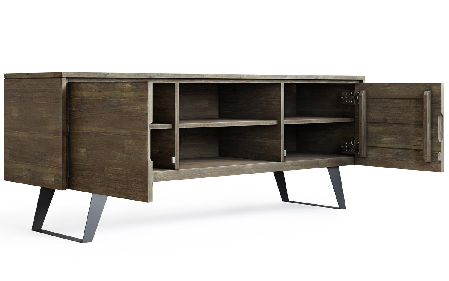 Distressed Grey | Lowry Solid Acacia Wood Wide TV Media Stand For TVs up to 70 Inches