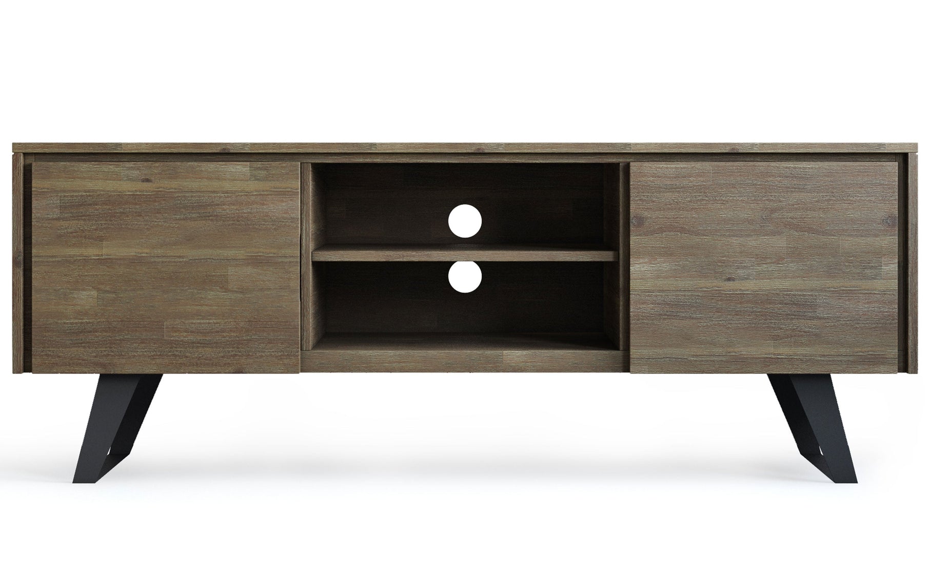 Distressed Grey | Lowry Solid Acacia Wood Wide TV Media Stand For TVs up to 70 Inches