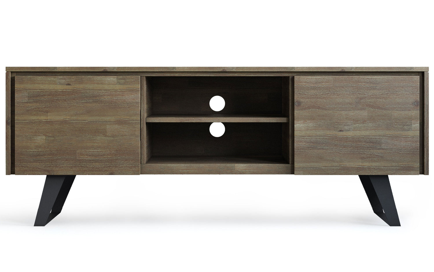 Distressed Grey | Lowry Solid Acacia Wood Wide TV Media Stand For TVs up to 70 Inches