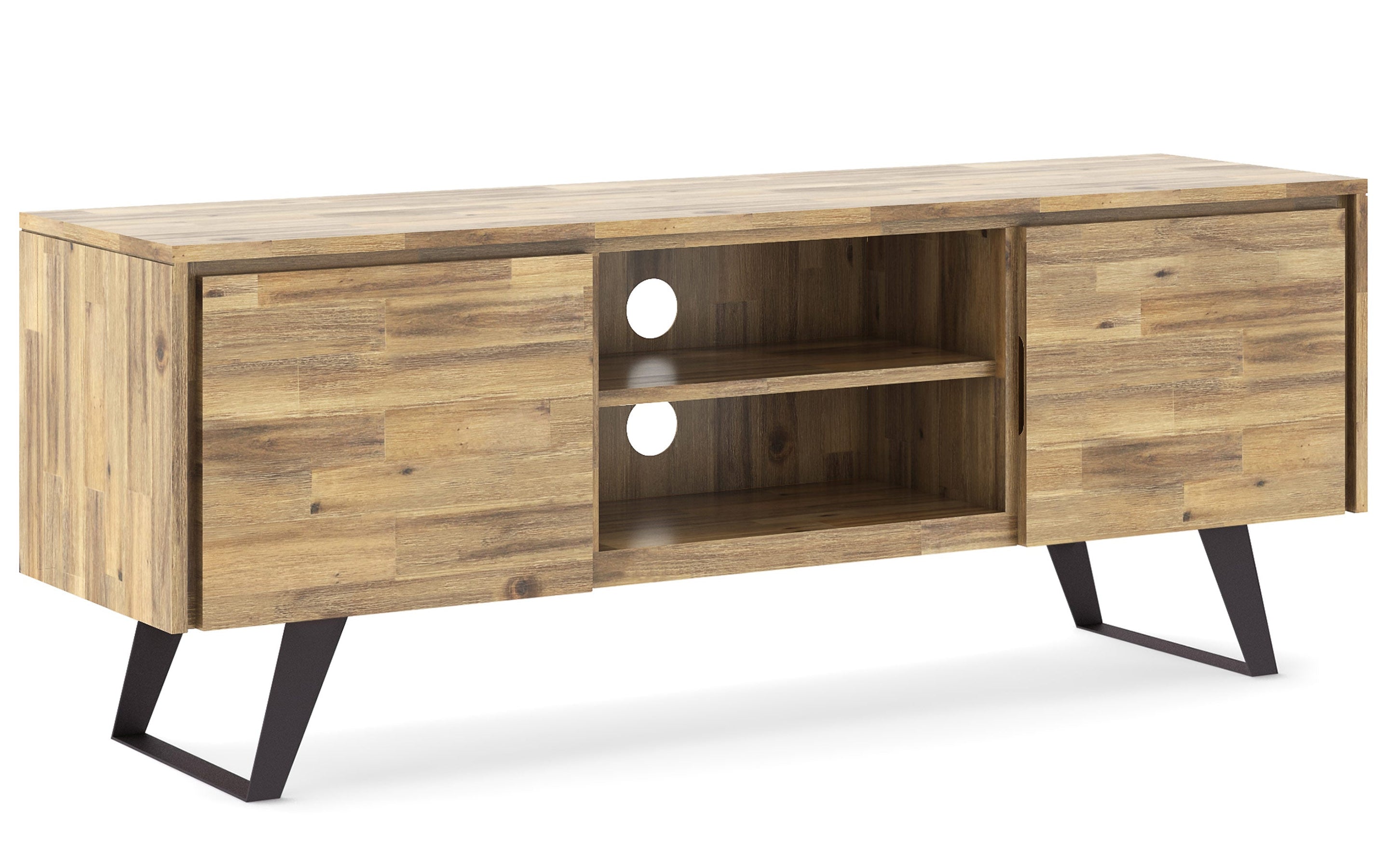 Distressed Golden Wheat Acacia | Lowry Solid Acacia Wood Wide TV Media Stand For TVs up to 70 Inches