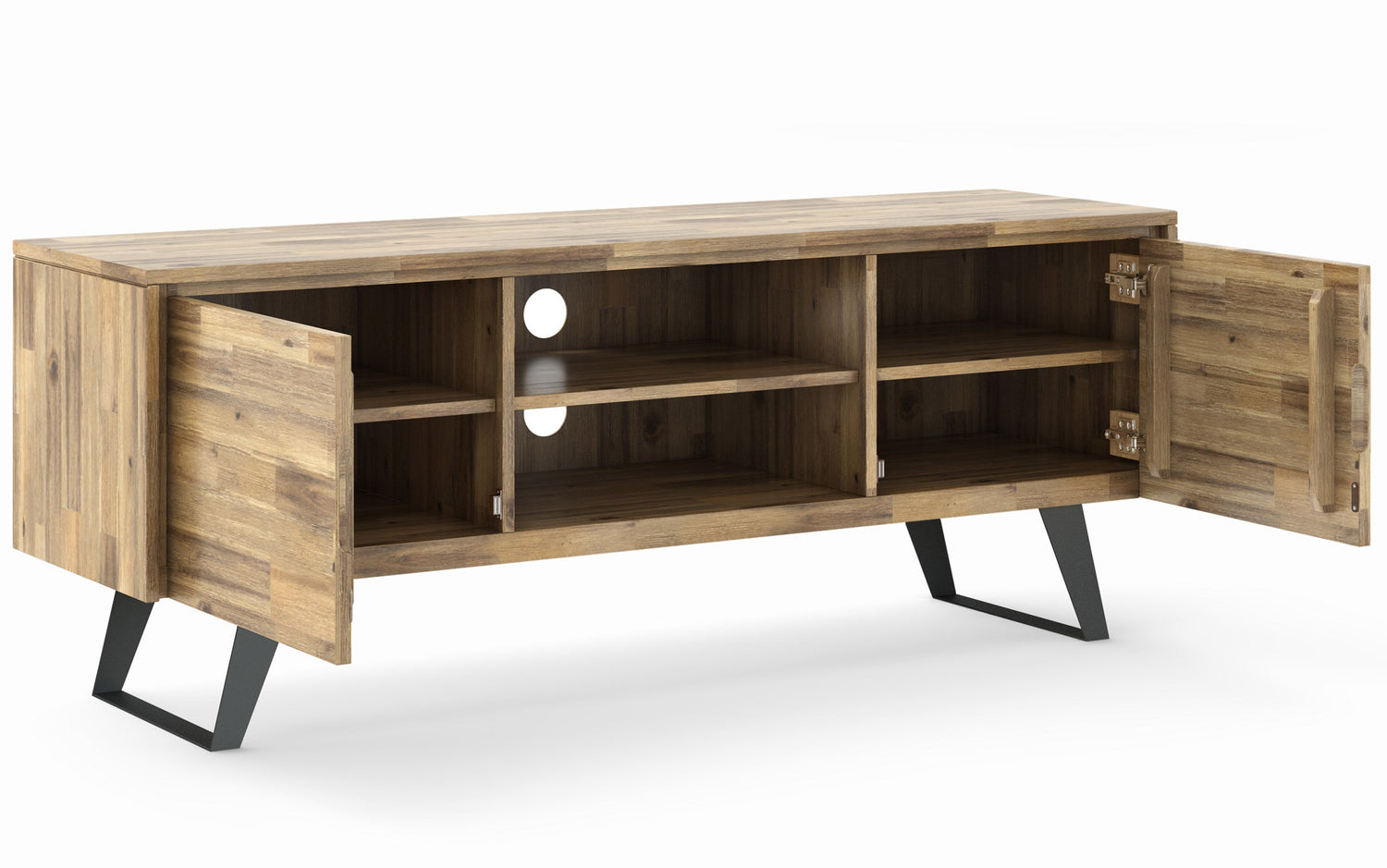 Distressed Golden Wheat | Lowry Solid Acacia Wood Wide TV Media Stand For TVs up to 70 Inches