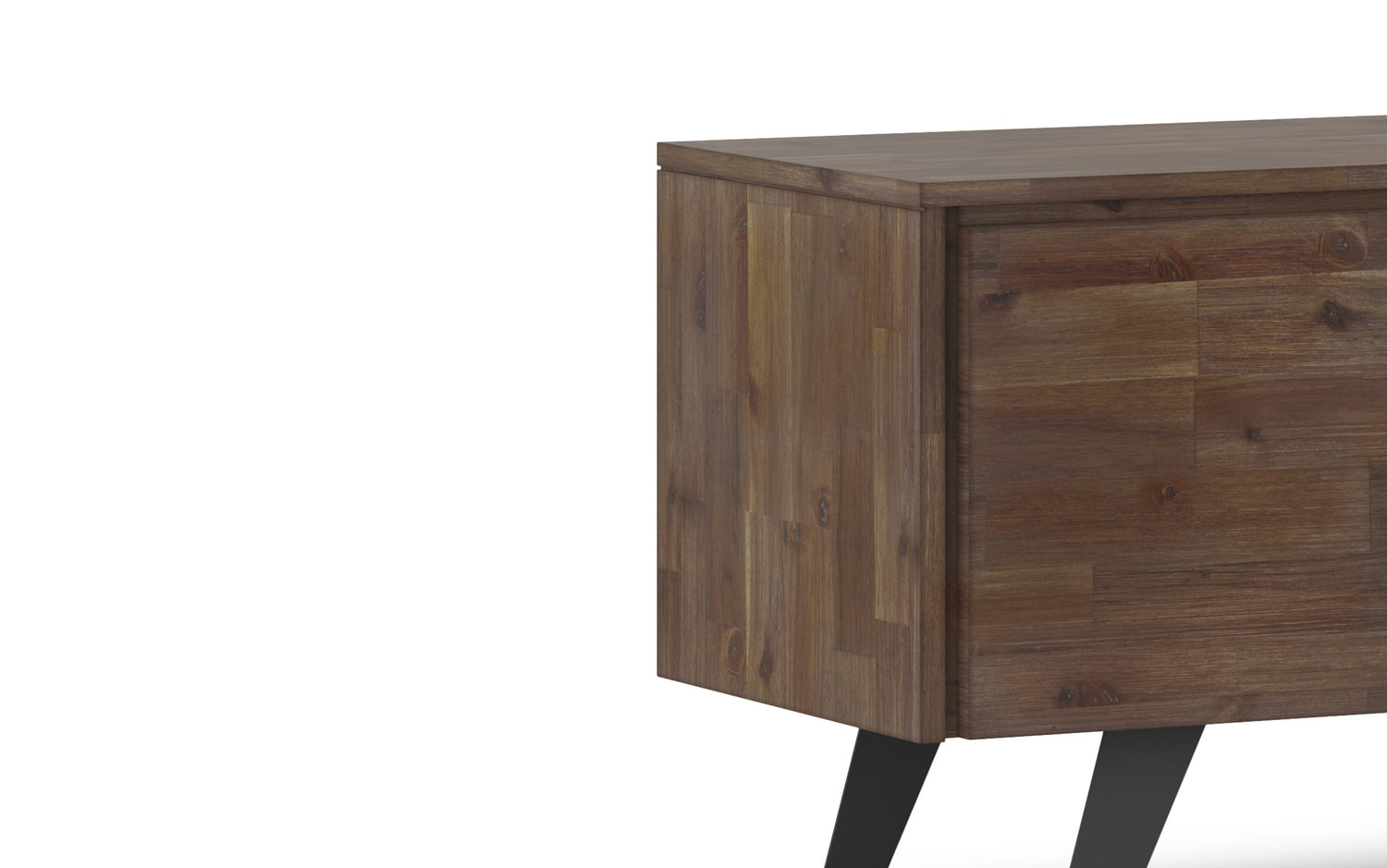 Rustic Natural Aged Brown | Lowry Solid Acacia Wood Wide TV Media Stand For TVs up to 70 Inches