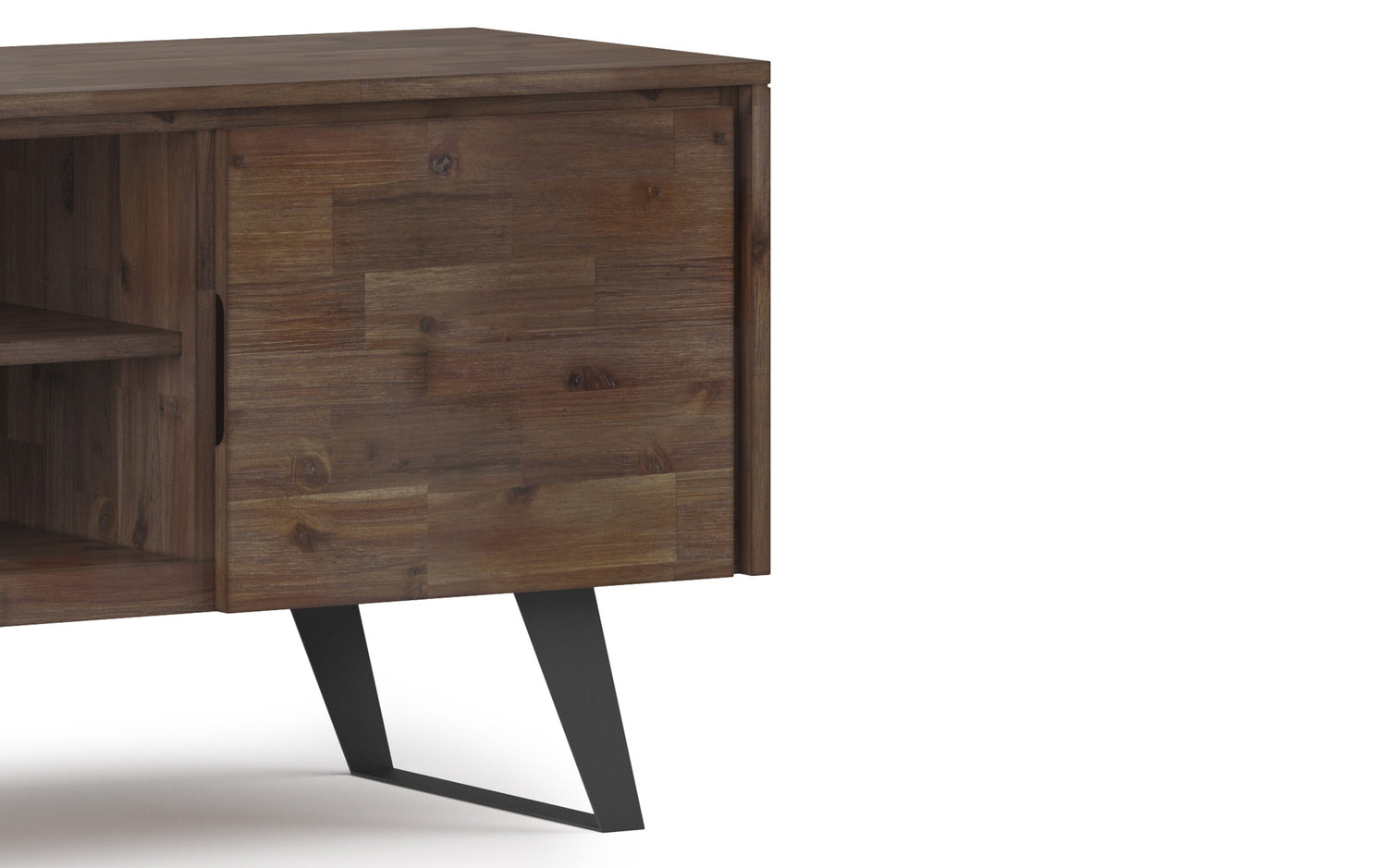 Rustic Natural Aged Brown | Lowry Solid Acacia Wood Wide TV Media Stand For TVs up to 70 Inches