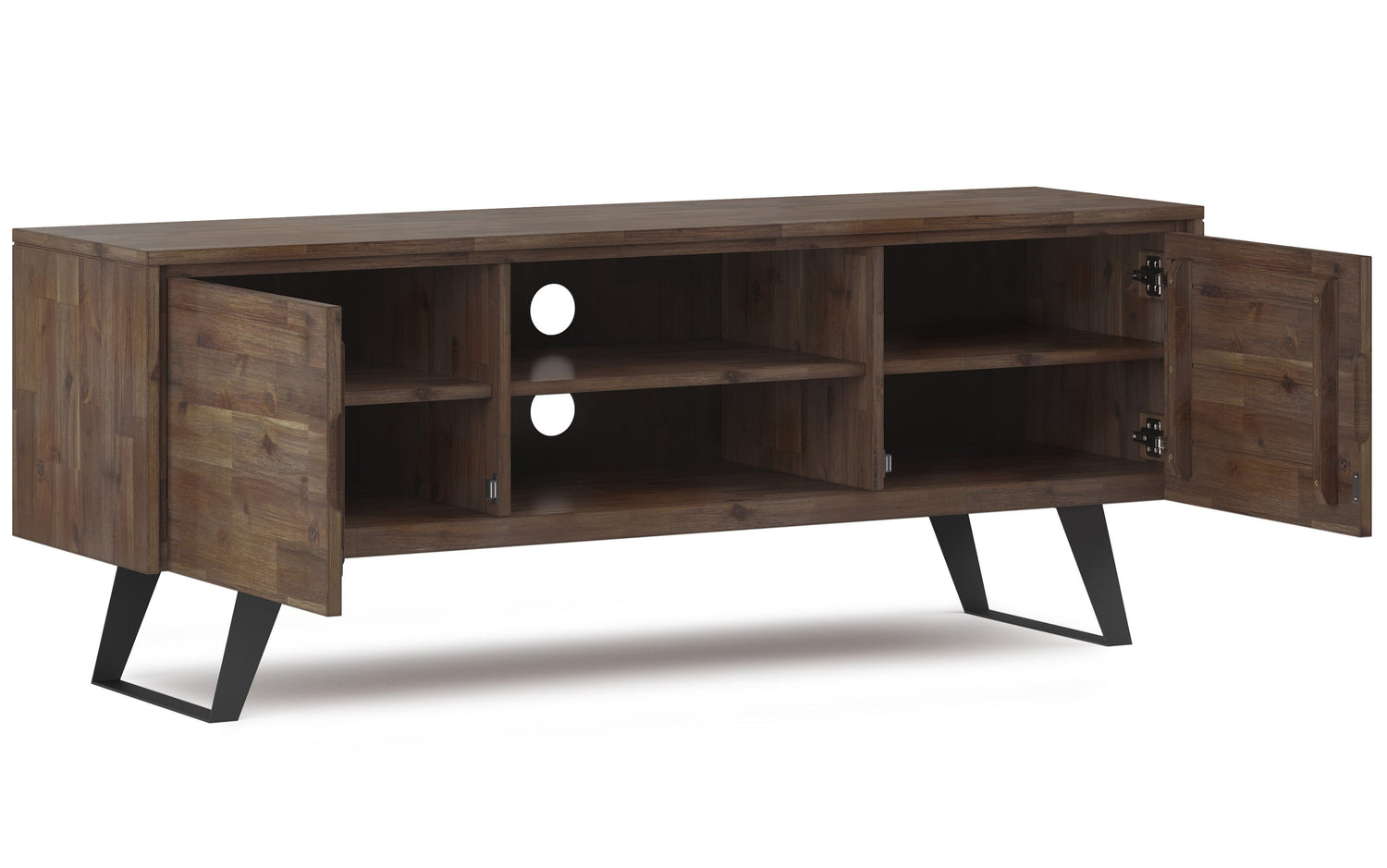 Rustic Natural Aged Brown | Lowry Solid Acacia Wood Wide TV Media Stand For TVs up to 70 Inches