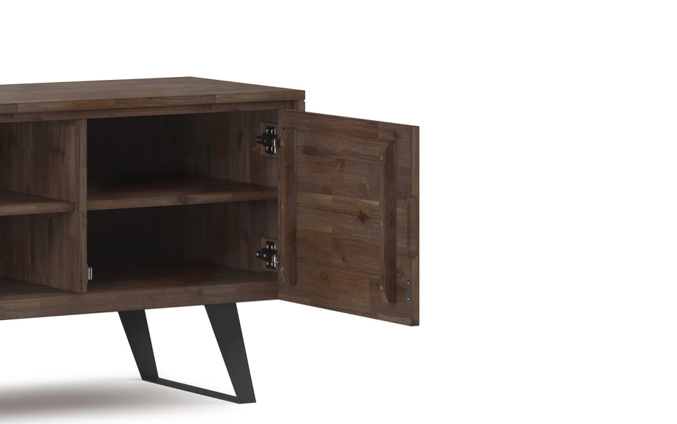 Rustic Natural Aged Brown | Lowry Solid Acacia Wood Wide TV Media Stand For TVs up to 70 Inches