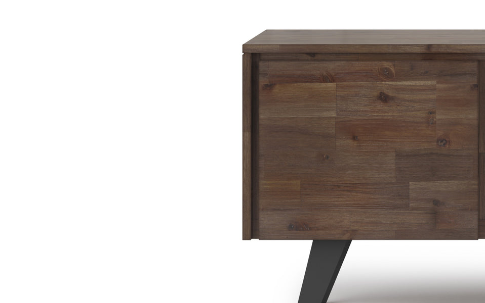 Rustic Natural Aged Brown | Lowry Solid Acacia Wood Wide TV Media Stand For TVs up to 70 Inches