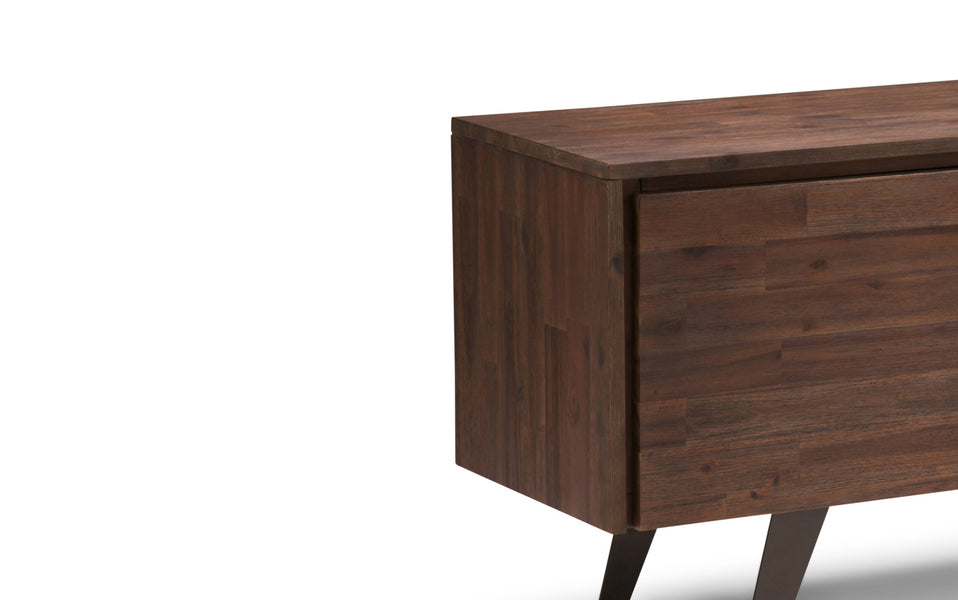 Distressed Charcoal Brown | Lowry Solid Acacia Wood Wide TV Media Stand For TVs up to 70 Inches