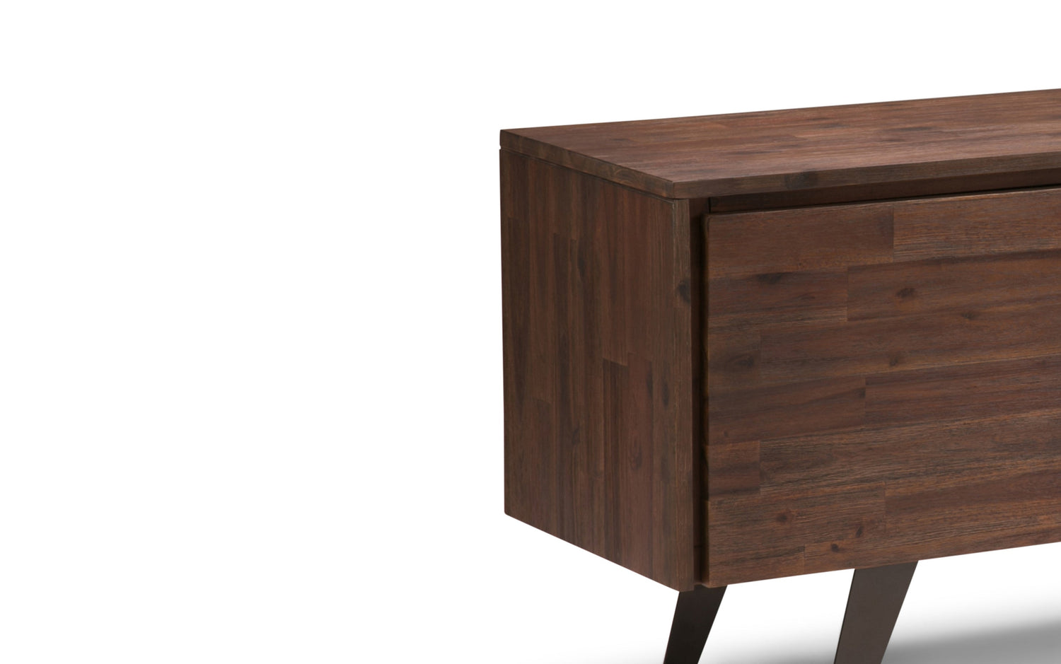 Distressed Charcoal Brown | Lowry Solid Acacia Wood Wide TV Media Stand For TVs up to 70 Inches