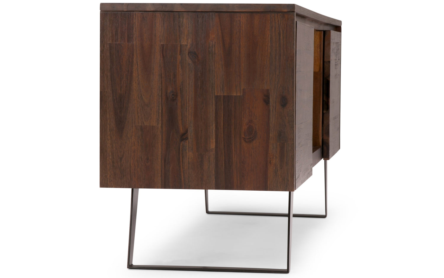 Distressed Charcoal Brown Acacia | Lowry Solid Acacia Wood Wide TV Media Stand For TVs up to 70 Inches