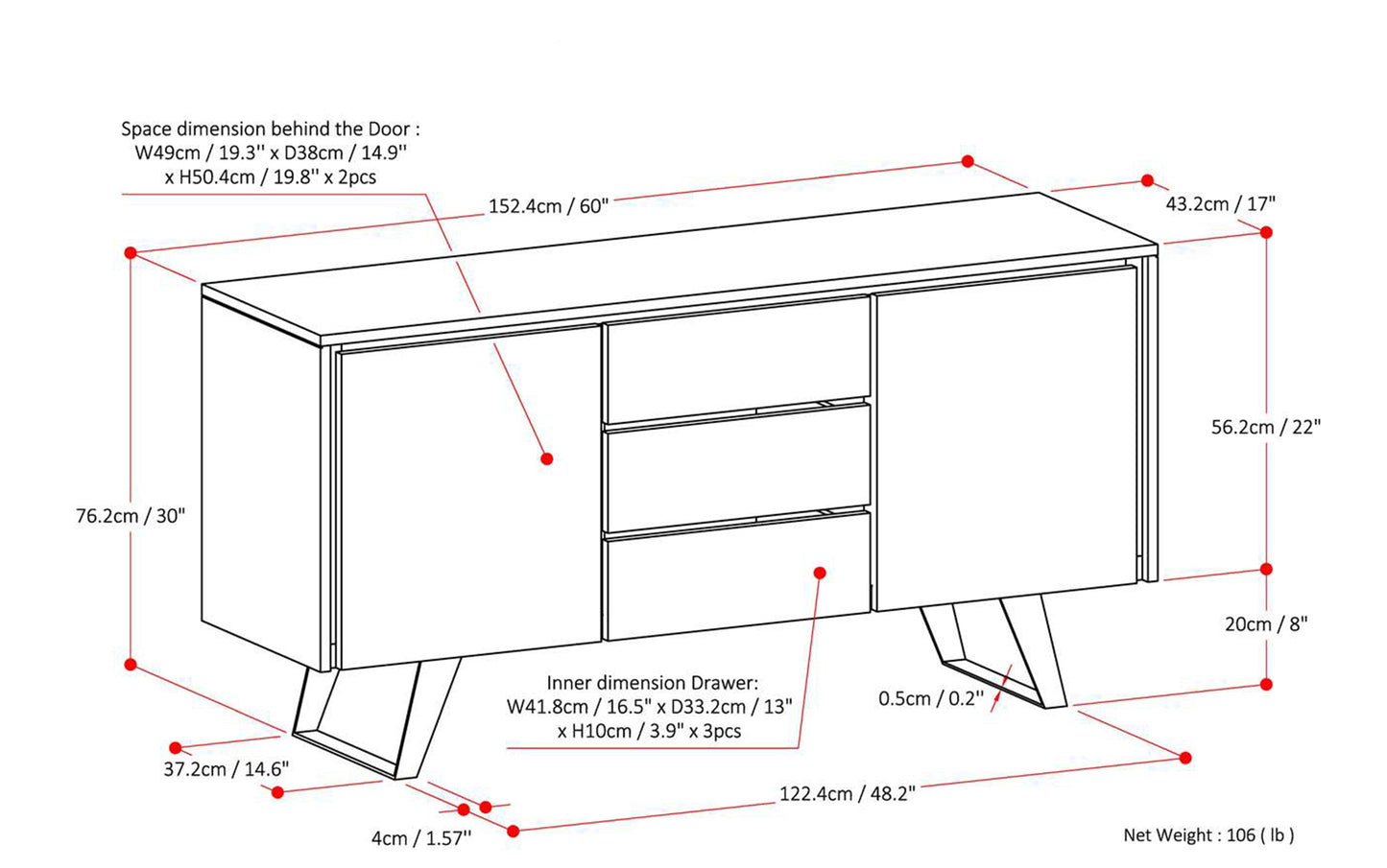 Lowry Sideboard Buffet in Oak