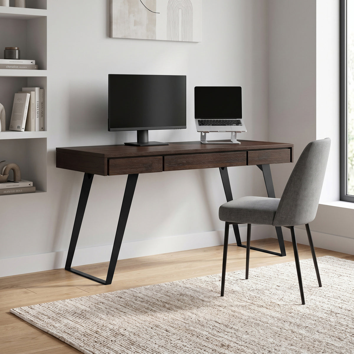 Distressed Hickory Brown Acacia | Lowry Desk in Acacia