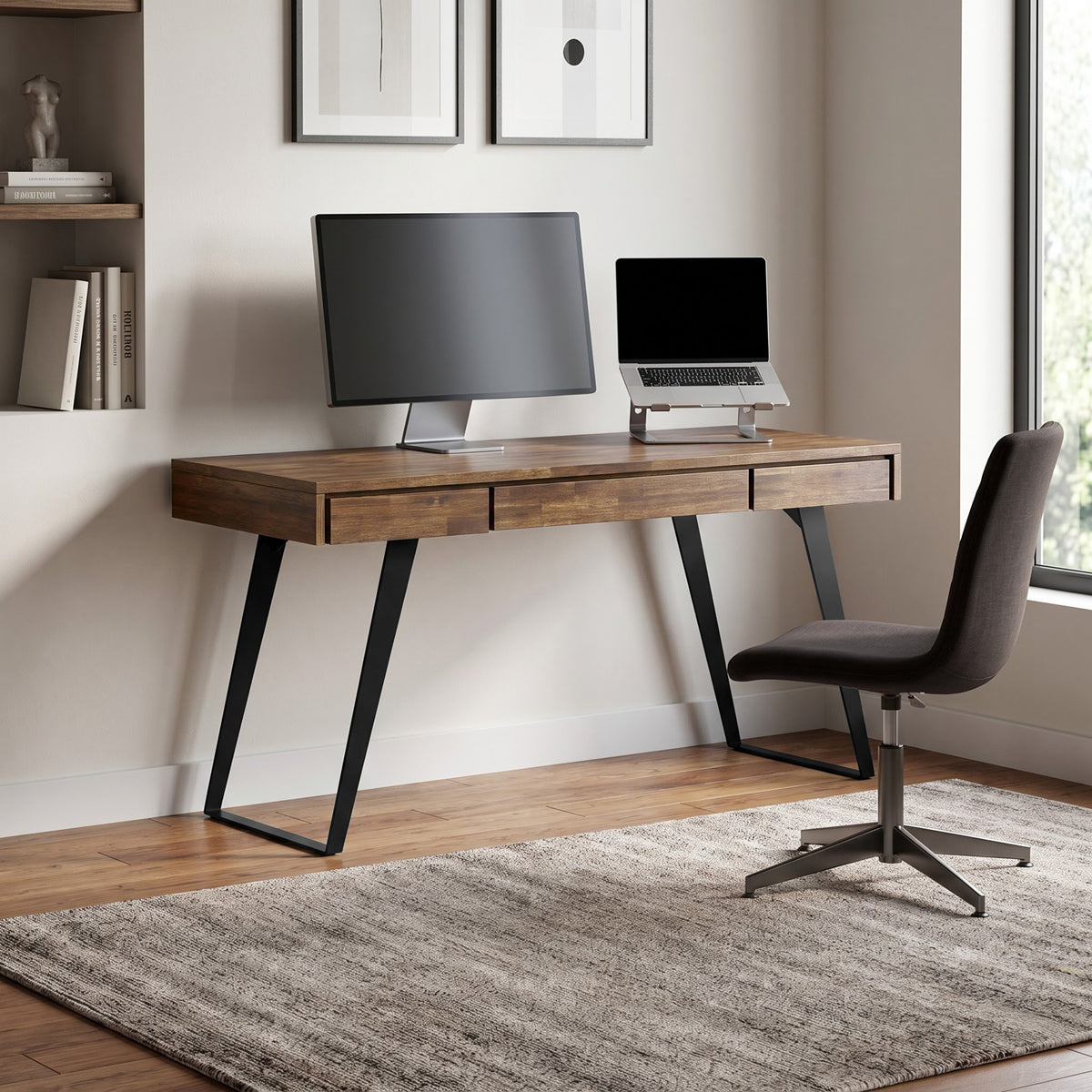 Rustic Natural Aged Brown Acacia | Lowry Desk in Acacia