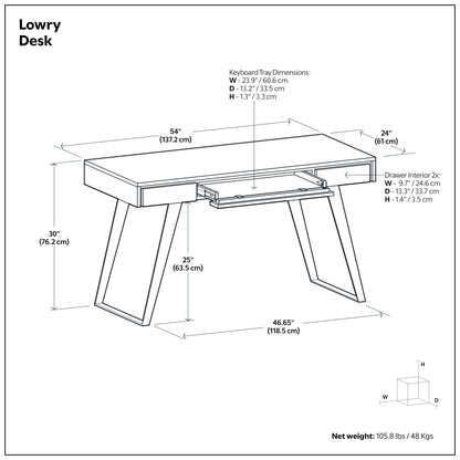 Distressed Charcoal Brown Acacia | Lowry Desk in Acacia