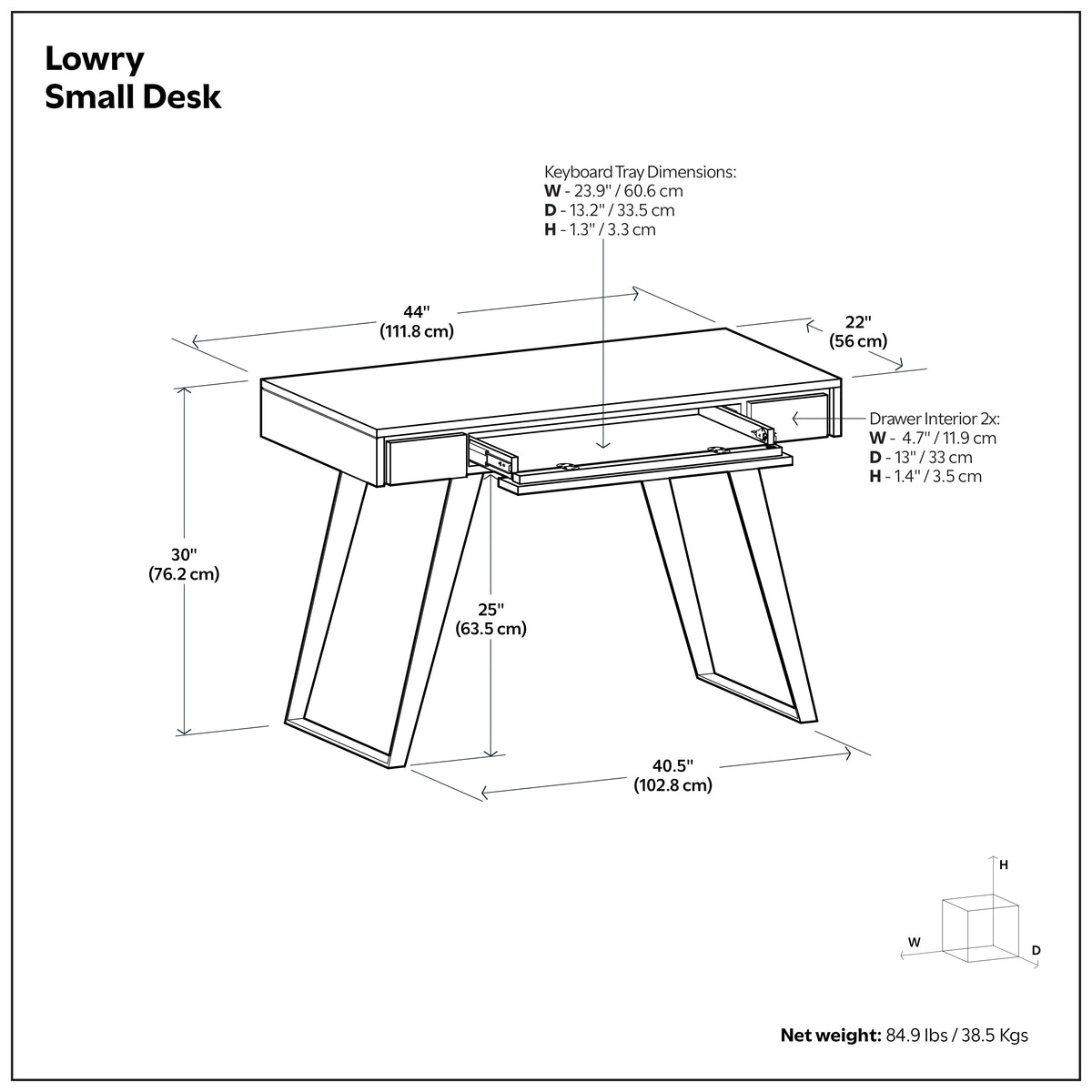 Distressed Charcoal Brown | Lowry Small Desk in Acacia