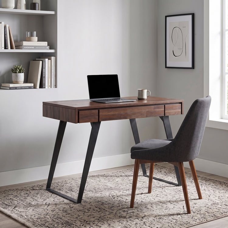 Distressed Charcoal Brown | Lowry Small Desk in Acacia