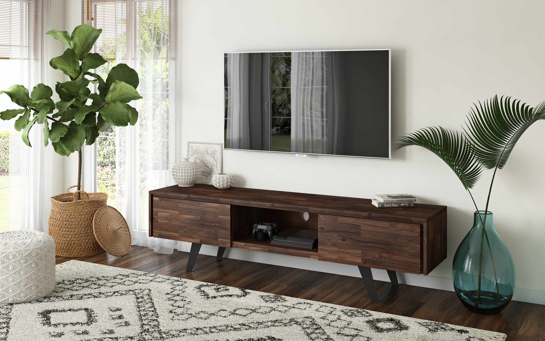 Distressed Charcoal Brown | Lowry 72 inch TV Media Stand