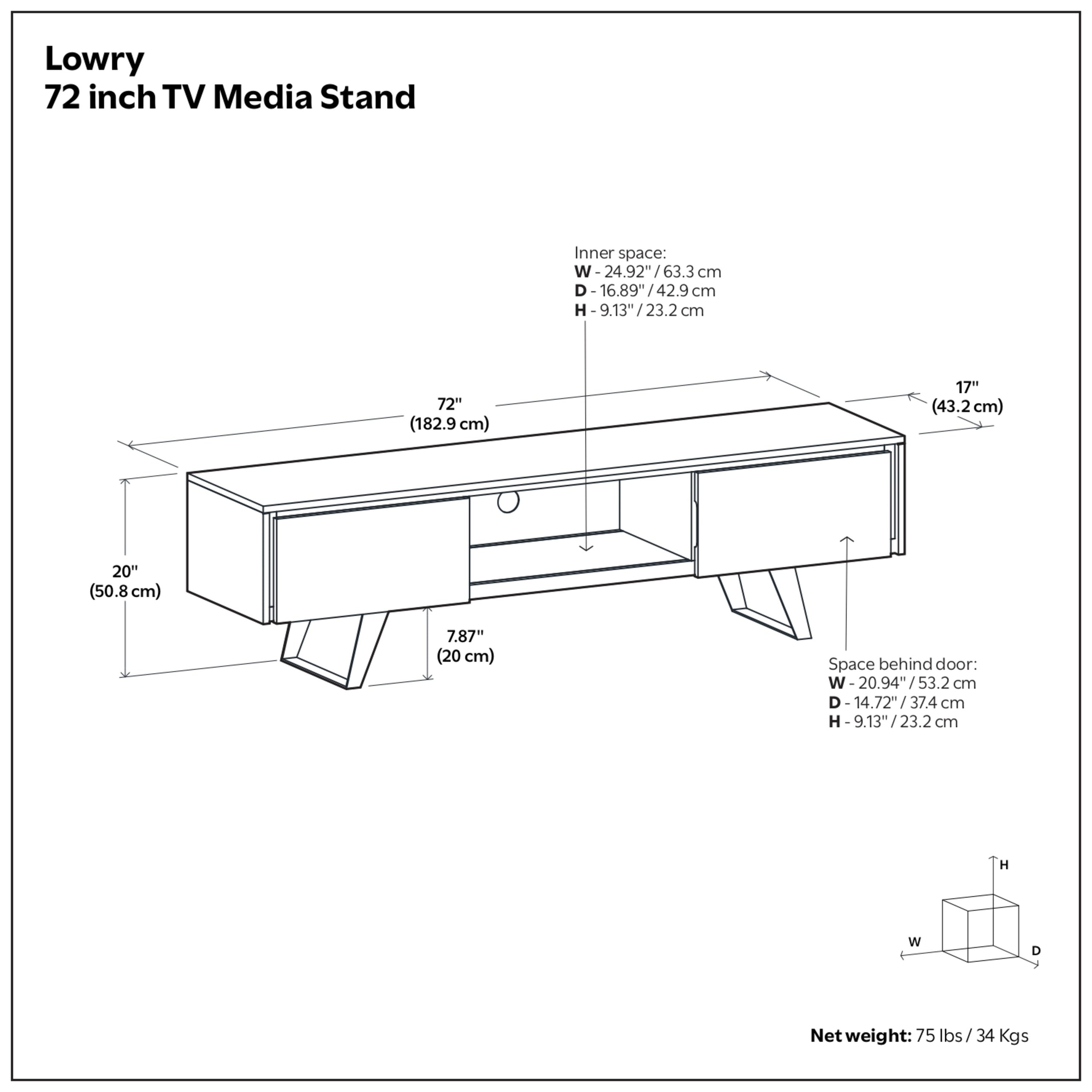 Distressed Charcoal Brown Acacia | Lowry 72 inch TV Media Stand in Acacia