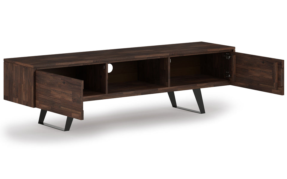 Distressed Charcoal Brown Acacia | Lowry 72 inch TV Media Stand