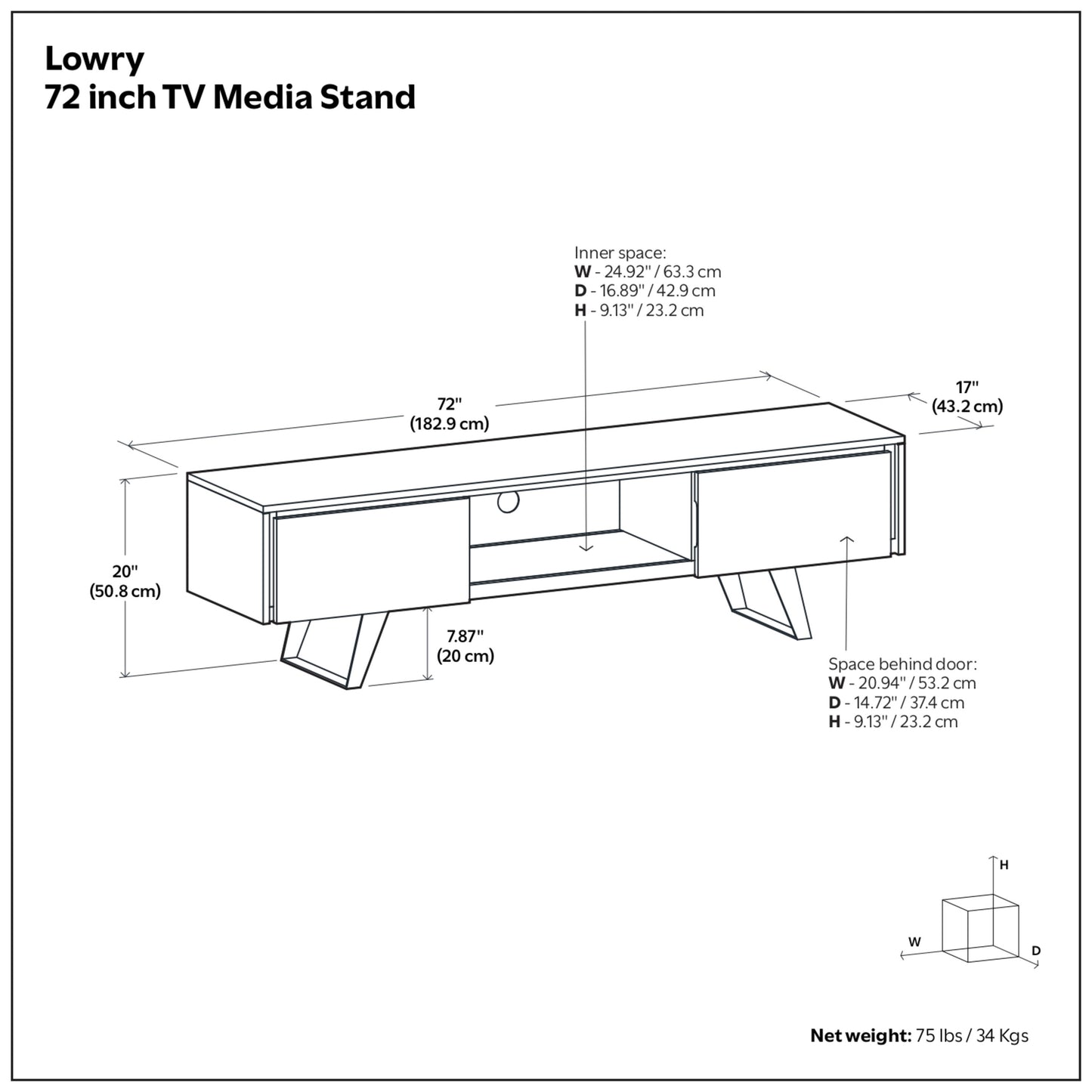 Walnut Walnut | Lowry 72 inch TV Media Stand in Walnut