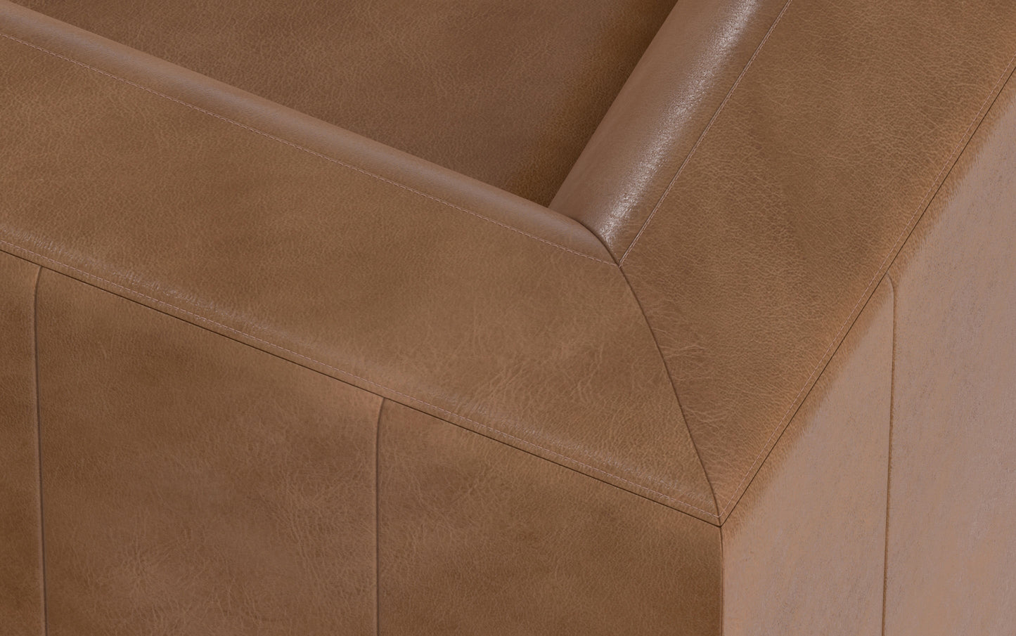 Caramel Brown Genuine Leather | Rex Left Sectional and Ottoman in Genuine Leather