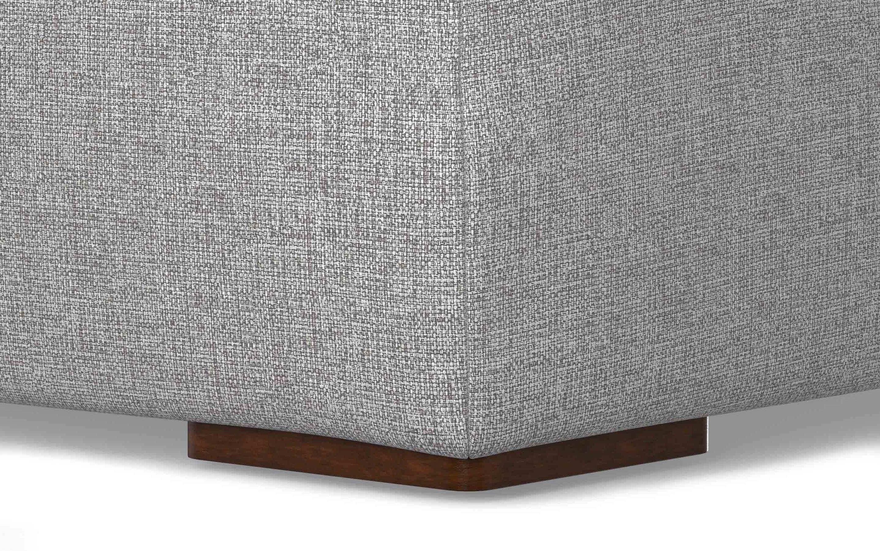 Pale Grey Performance Fabric | Rex Left Sectional and Ottoman in Genuine Leather