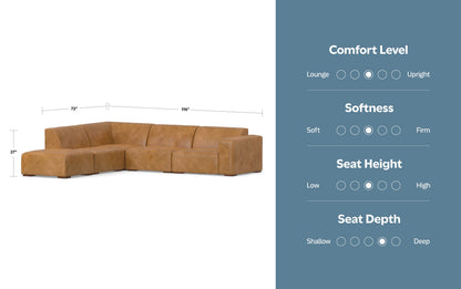 Sienna Genuine Leather | Rex Left Sectional and Ottoman in Genuine Leather