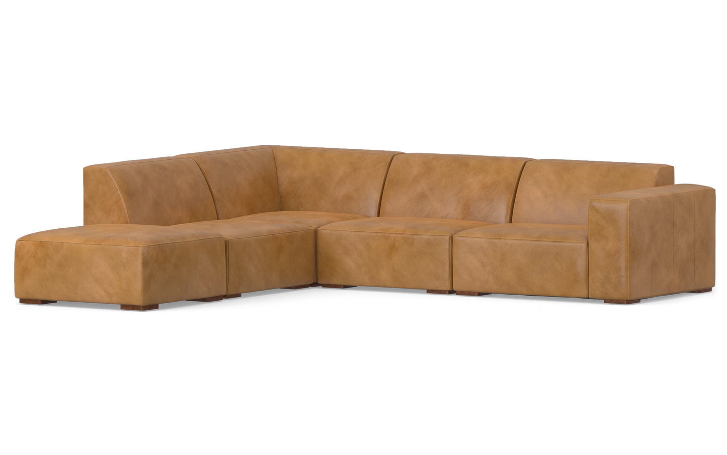 Sienna Genuine Leather | Rex Left Sectional and Ottoman in Genuine Leather