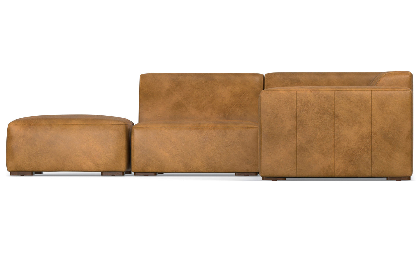 Sienna Genuine Leather | Rex Left Sectional and Ottoman in Genuine Leather
