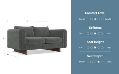 Dark Grey Performance Fabric | Jones 61 inch Loveseat in Performance Fabric